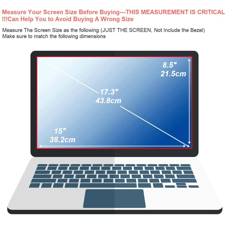 FFORITO [2 PACK] FORITO 17.3" Anti Glare Screen Protector Compatible with All Brands of 17.3" with 16:9 Aspect Ratio Display Laptop(Size: 15" Width x 8.5" Height) - Image 2